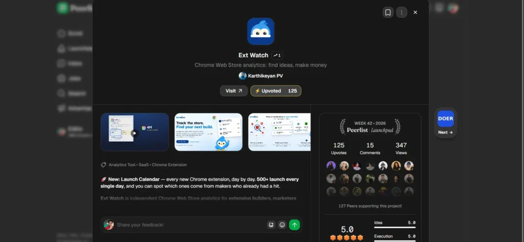 Product hiting #1 on peerlist with help of makerio initial push
