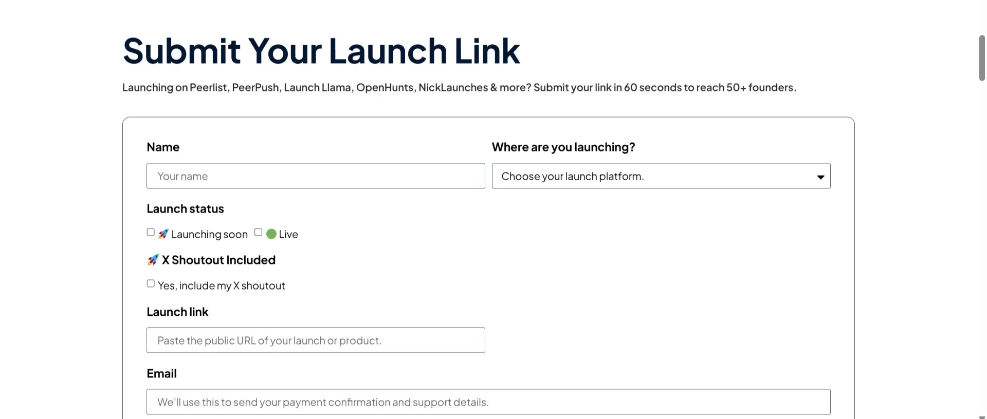 Makerio launch support showing 50+ founder shares and X promotion for product launches